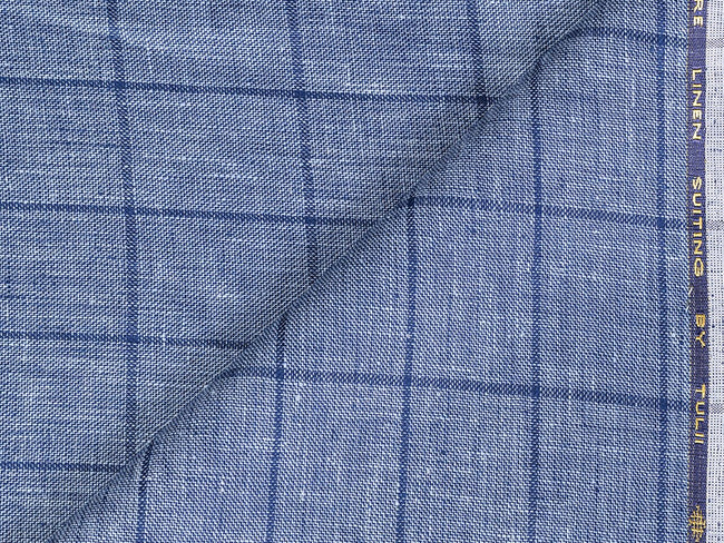 LTL 35/T3-23142 Denim Blue Check Linen Vest Fabric