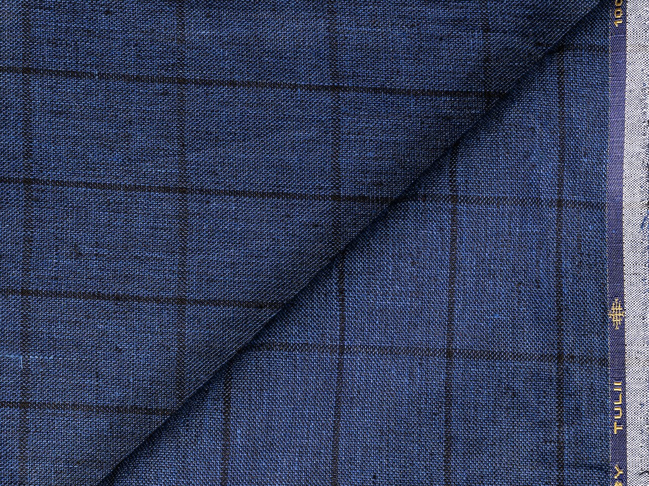 LTL 36/T3-23143 Navy Blue Check Linen Suit Fabric