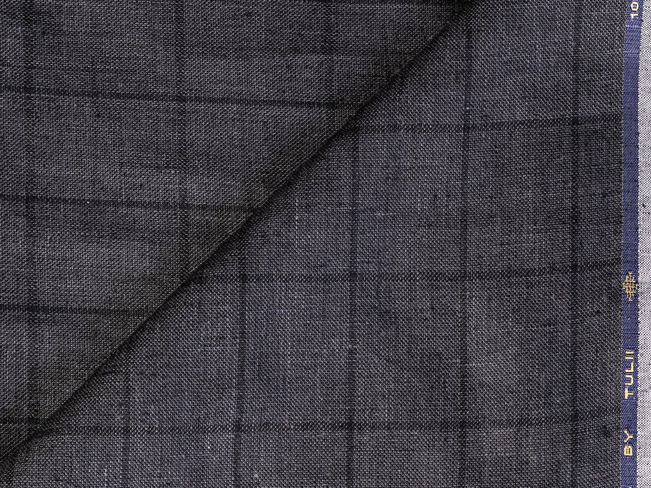 LTL 37/T3-23144 Charcoal Grey Check Linen Suit Fabric