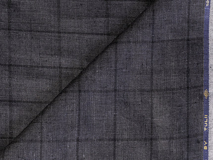 LTL 37/T3-23144 Charcoal Grey Check Linen Suit Fabric