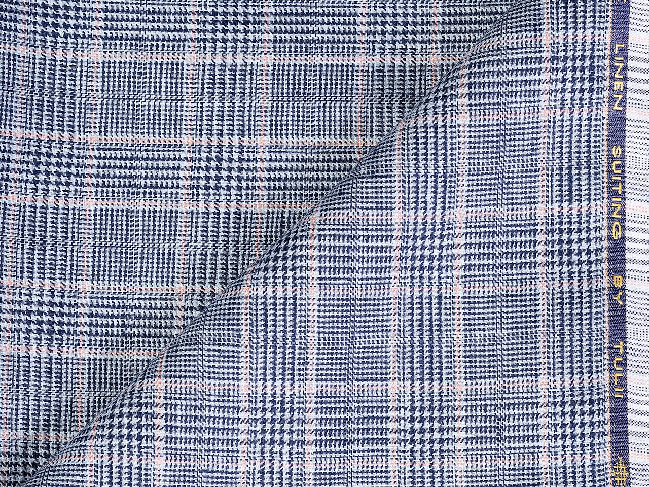 LTL 38/T3-23147 Navy With Orange Prince Of Wales Check Vest Fabric
