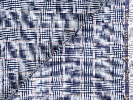 LTL 38/T3-23147 Navy With Orange Prince Of Wales Check Suit Fabric