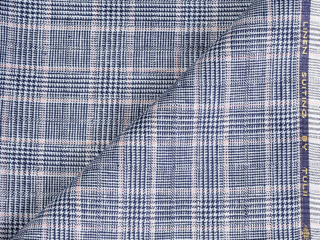 LTL 38/T3-23147 Navy With Orange Prince Of Wales Check Suit Fabric