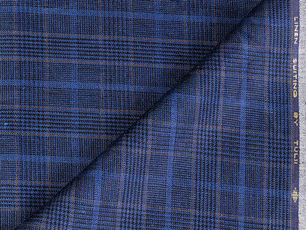 LTL 39/T3-23148 Navy With Brown Prince Of Wales Check Suit Fabric