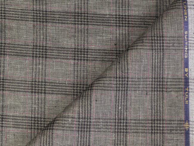 LTL 40/T3-23149 Dark Sage With Charcoal Prince Of Wales Check Pants Fabric