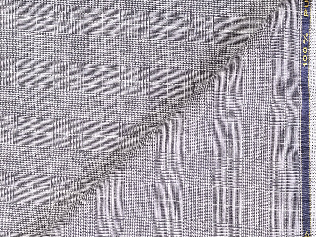 LTL 43/T3-23152 Slate Grey With White Check Linen Vest Fabric