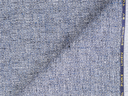 LTL 46/T3-23155 Navy & White Pattern Linen Suit Fabric