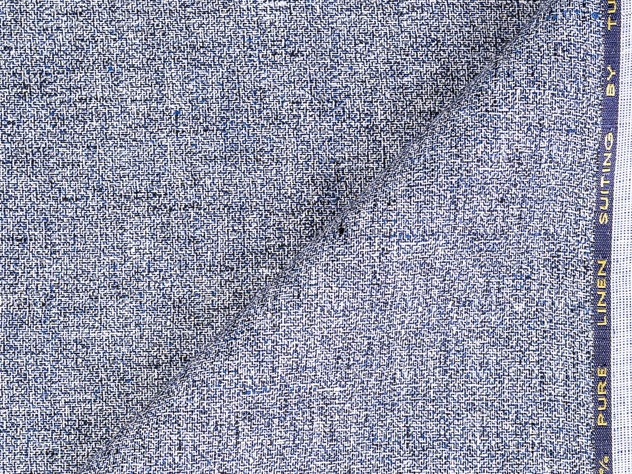 LTL 46/T3-23155 Navy & White Pattern Linen Pants Fabric