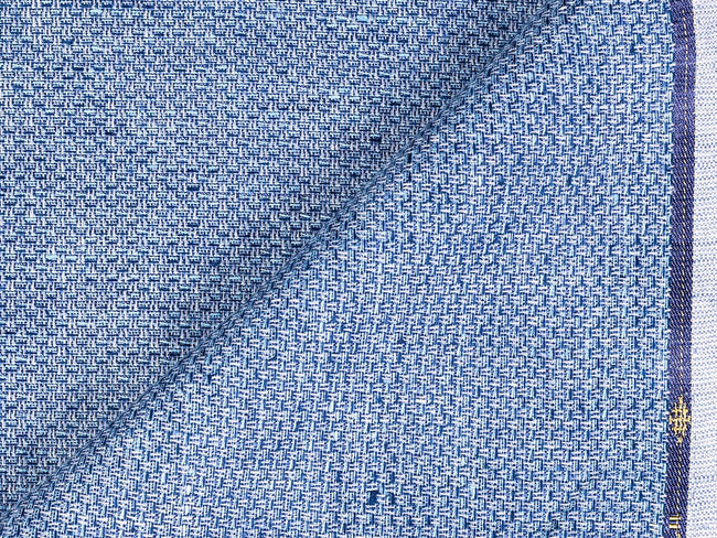 LTL 49/T3-23157 Blue Pattern Linen Pants Fabric
