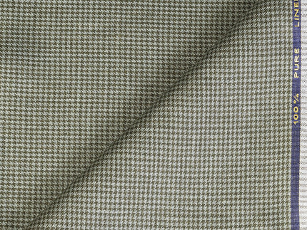 LTL 53/T3-23164 Artichoke Houndstooth Linen Linen Suit Fabric