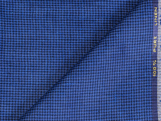 LTL 54/T3-23162 Navy Blue Houndstooth Linen Pants Fabric