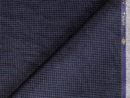 LTL 55/T3-23163 Midnight Blue Houndstooth Linen Suit Fabric