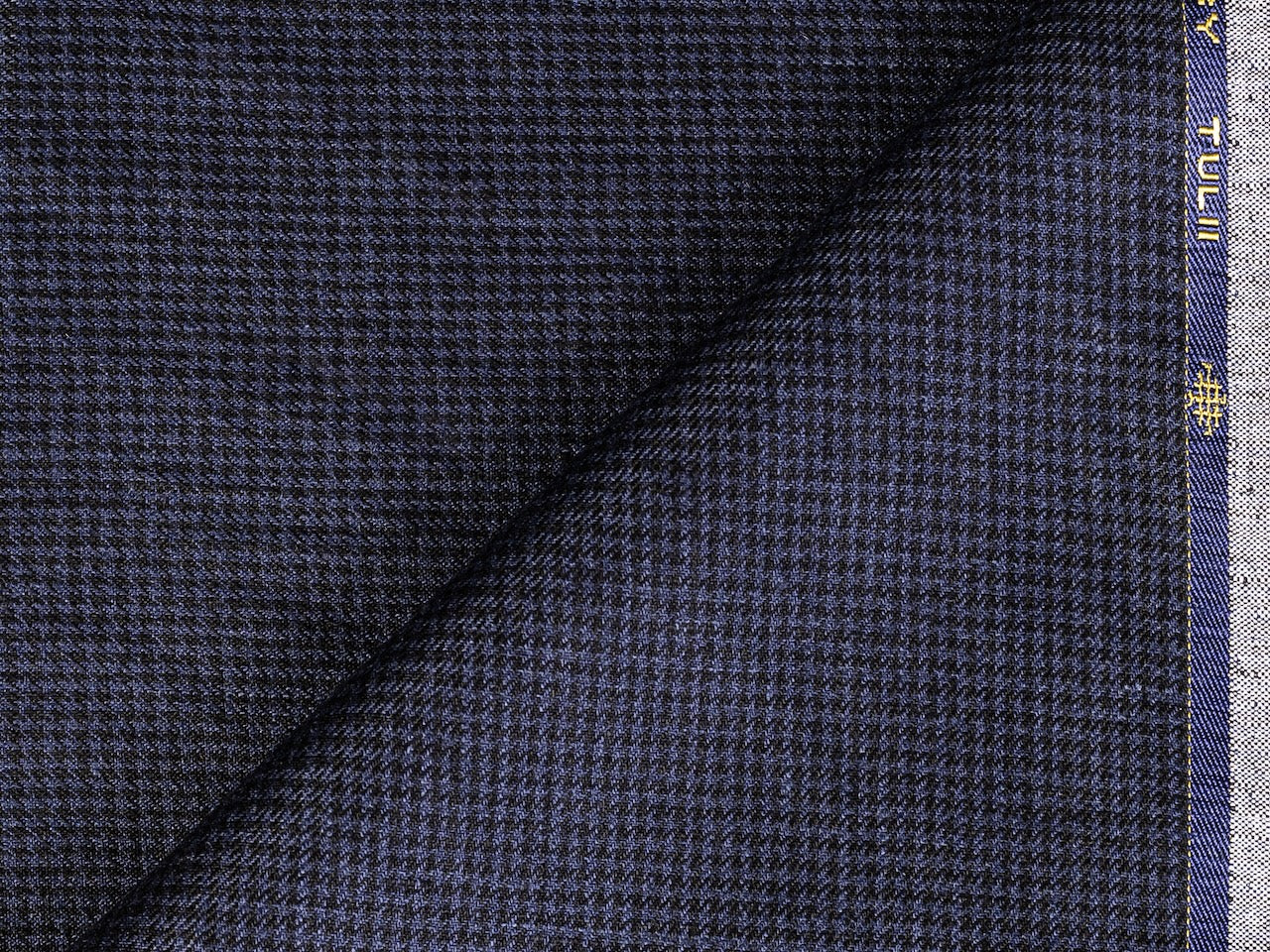 LTL 55/T3-23163 Midnight Blue Houndstooth Linen Pants Fabric