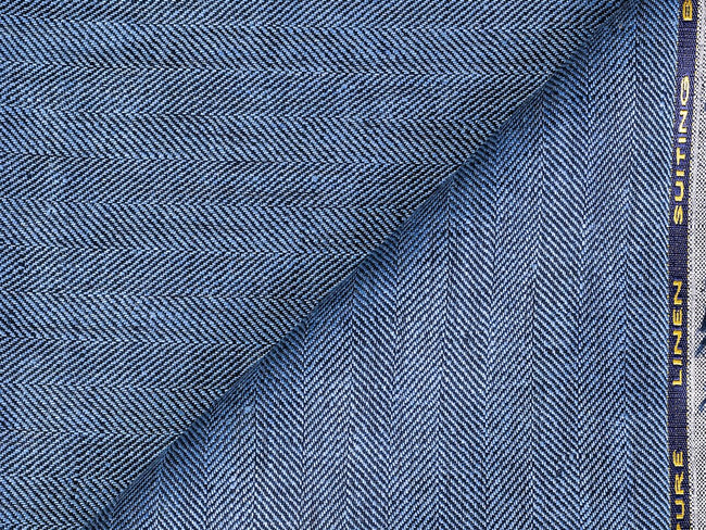 LTL 56/T3-23196 Light Blue Herringbone Linen Suit Fabric