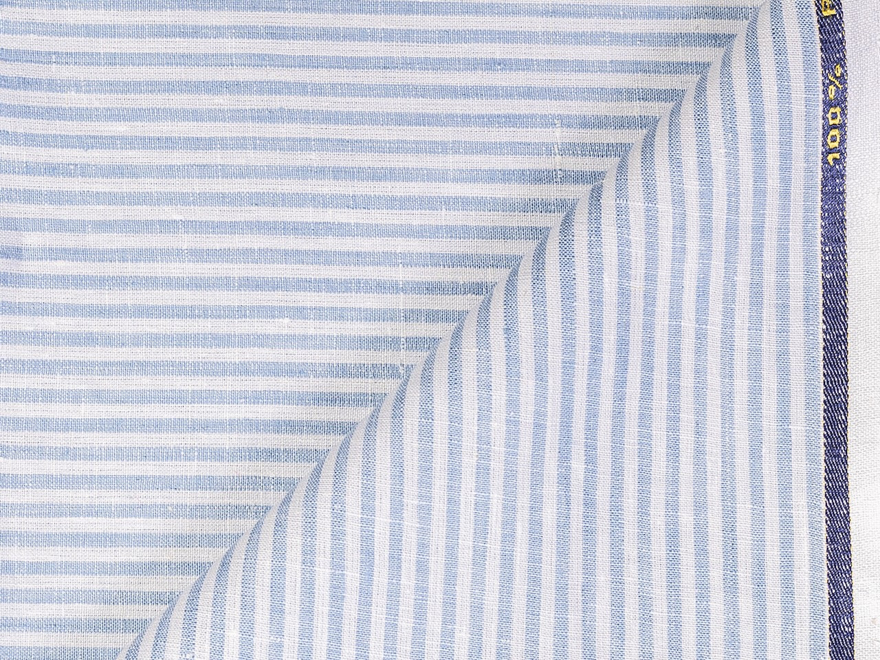 LTL 59/T3-23146 White With Baby Blue Stripe Linen Pants Fabric