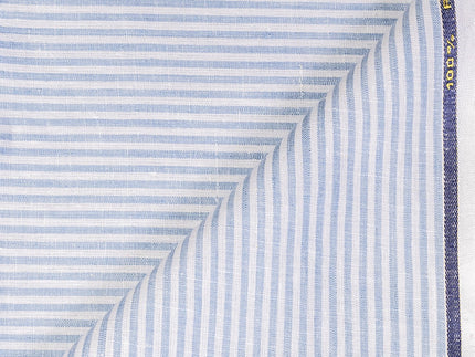 LTL 59/T3-23146 White With Baby Blue Stripe Linen Suit Fabric