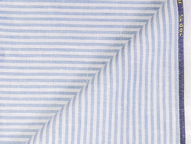 LTL 59/T3-23146 White With Baby Blue Stripe Linen Vest Fabric