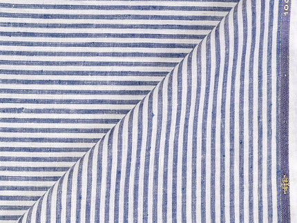 LTL 60/T3-23145 White With Navy Stripe Linen Suit Fabric