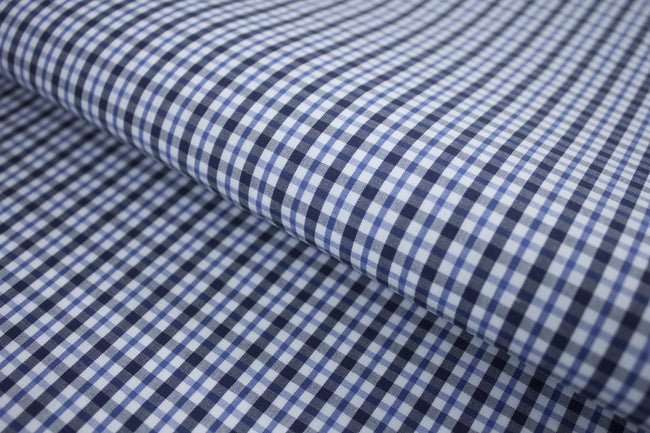 P-701/5869 Fine Cotton Two Tone Blue Checks Shirting Fabric