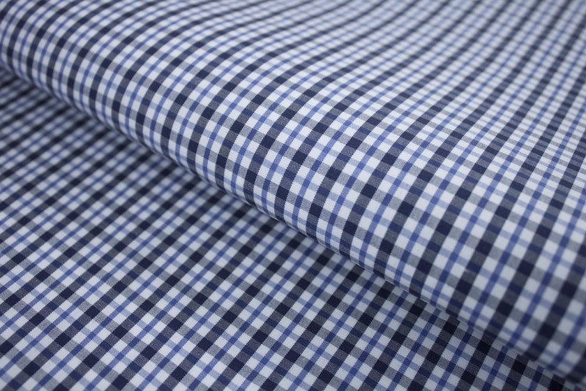 P-701/5869 Fine Cotton Two Tone Blue Checks Shirting Fabric