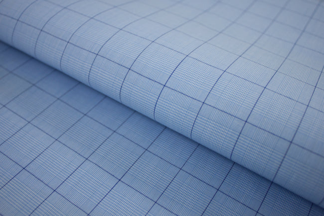 P-714/5876 Fine Cotton Two Tone Blue Checks Shirting Fabric