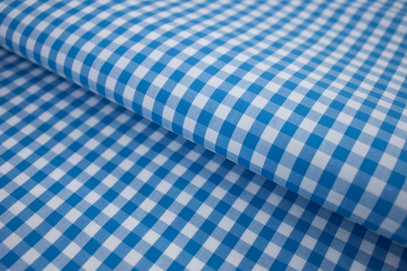 P-719/5881 Fine Cotton Blue and White Checks Shirting Fabric