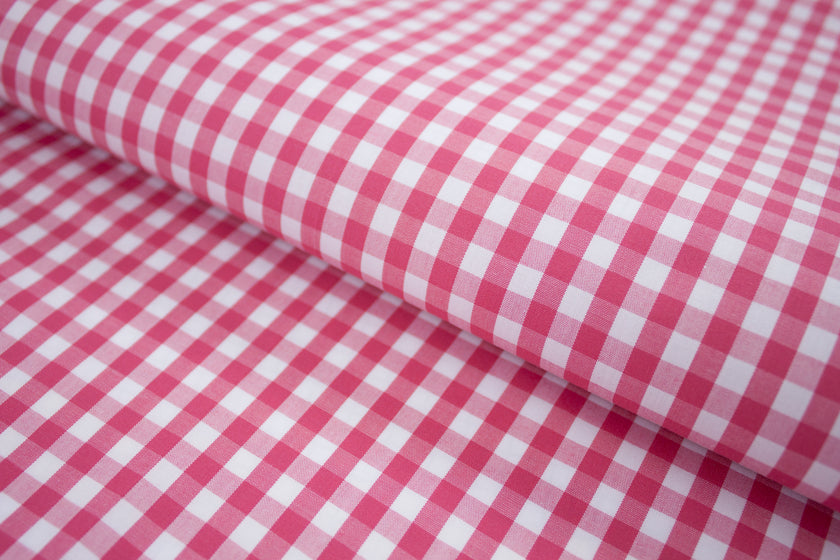 P-723/5885 Fine Cotton Folly Pink and White Checks Shirting Fabric
