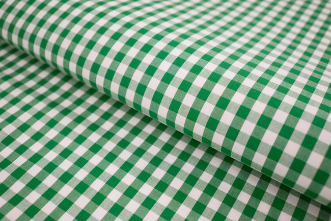 P-725/5887 Fine Cotton Green and White Checks Shirting Fabric