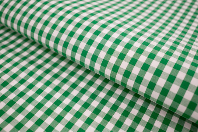 P-725/5887 Fine Cotton Green and White Checks Shirting Fabric