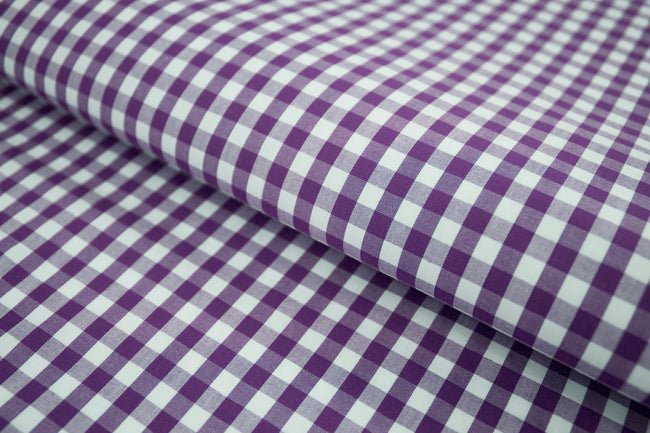 P-727/5889 Fine Cotton Purple and White Checks Shirting Fabric
