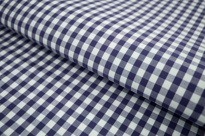 P-728/5890 Fine Cotton Navy Blue and White Checks Shirting Fabric