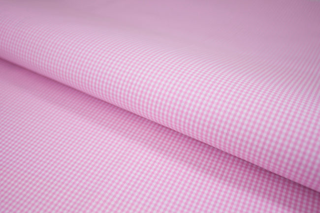 P-733/5895 Fine Cotton Pink and White Small Checks Shirting Fabric