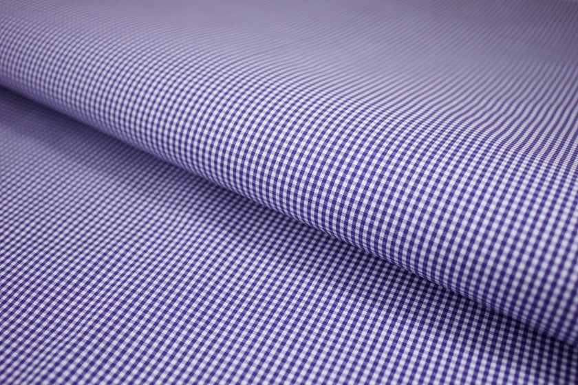 P-737/5899 Fine Cotton Purple and White Small Checks Shirting Fabric