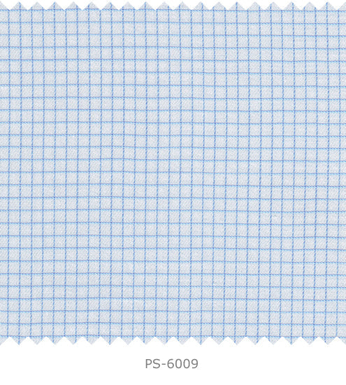 S6009/N3-34555 White with Light Blue Check Fine Giza Cotton Shirting Fabric