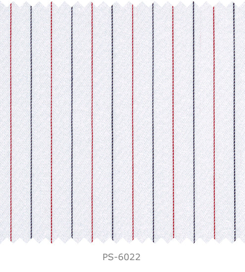S6022/N3-34576 White with Black and Red Stripe Fine Giza Cotton Shirting Fabric