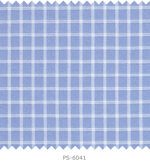 S6041/N3-34610 Light Blue with White Check Fine Giza Cotton Shirting Fabric