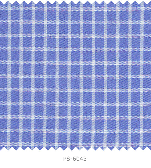 S6043/N3-34612 Blue with White Check Fine Giza Cotton Shirting Fabric