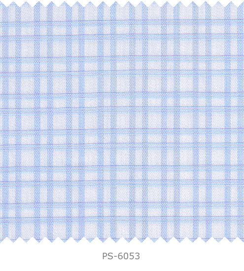 S6053/N3-34599 White with Blue Check Fine Giza Cotton Shirting Fabric