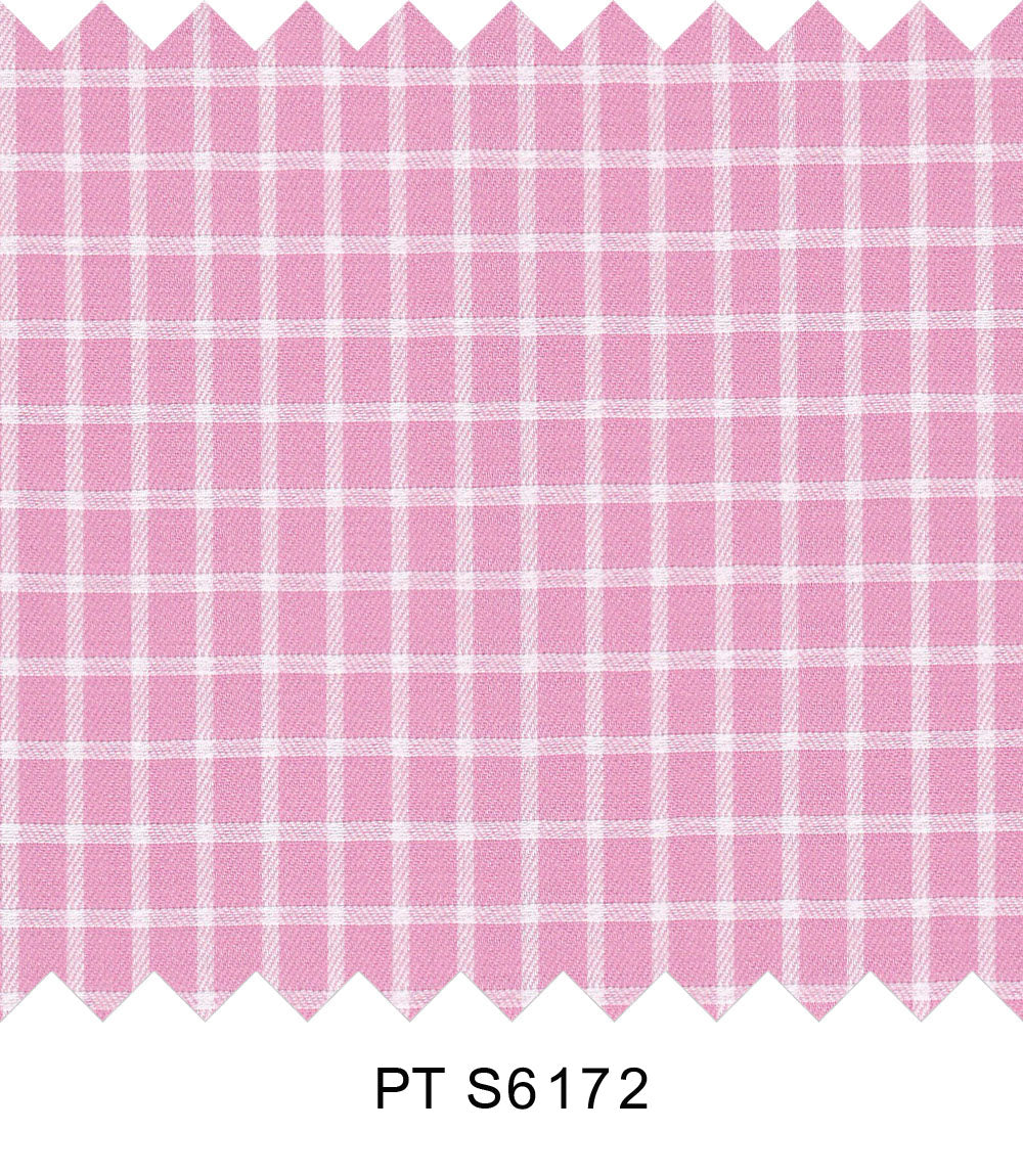 S6172/N3-34606 Pink with White Check Fine Giza Cotton Shirting Fabric