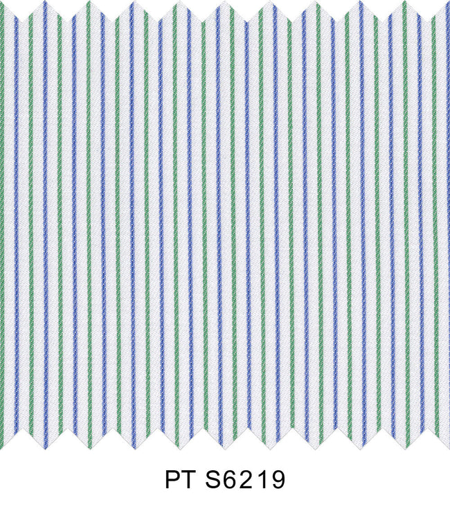 S6219/N3-34507 Blue and Green On White Fine Giza Cotton Shirting Fabric