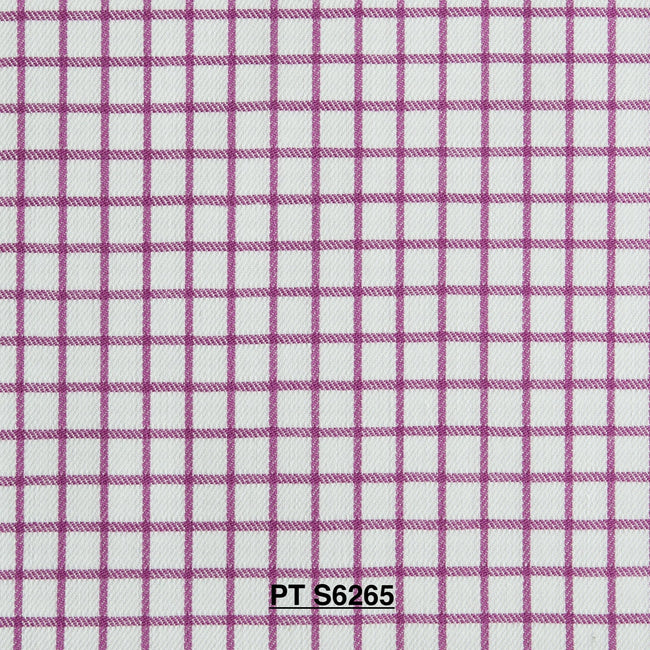 S6265/N3-34573 White with Pink Check Fine Giza Cotton Shirting Fabric