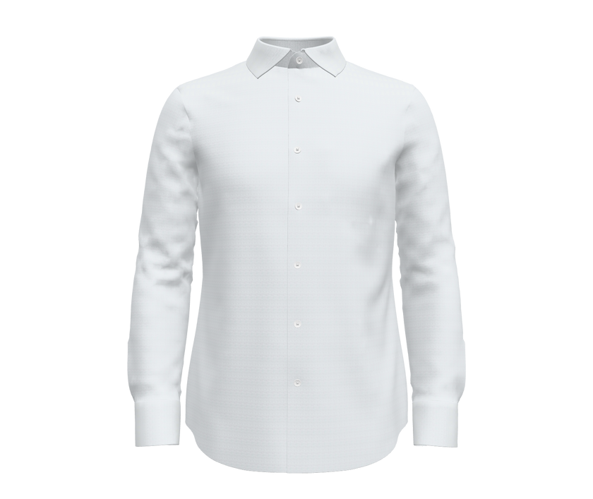 White Micro Herringbone Shirt