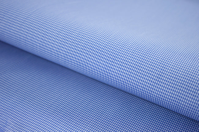 T-623/6541 Fine Cotton Medium Blue Small Check Shirting Fabric