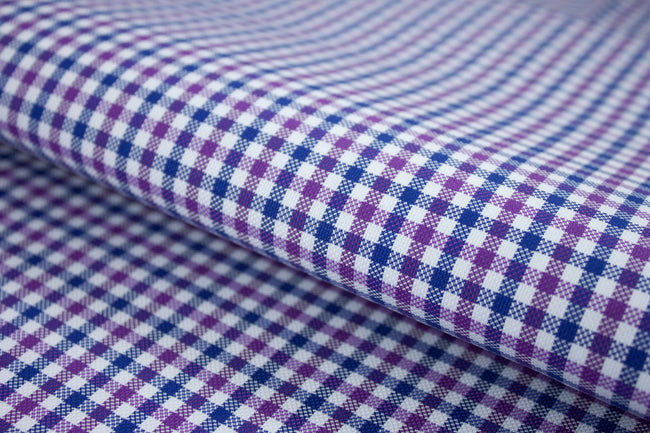 T-756/5808 Fine Cotton Purple And Blue Check Shirting Fabric