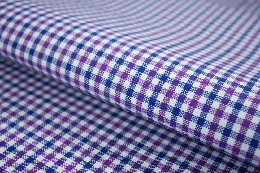 T-756/5808 Fine Cotton Purple And Blue Check Shirting Fabric