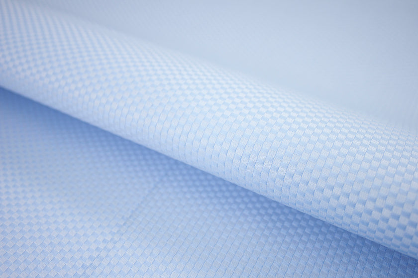T-791/5827 Fine Cotton Light Blue Netted Check Shirting Fabric