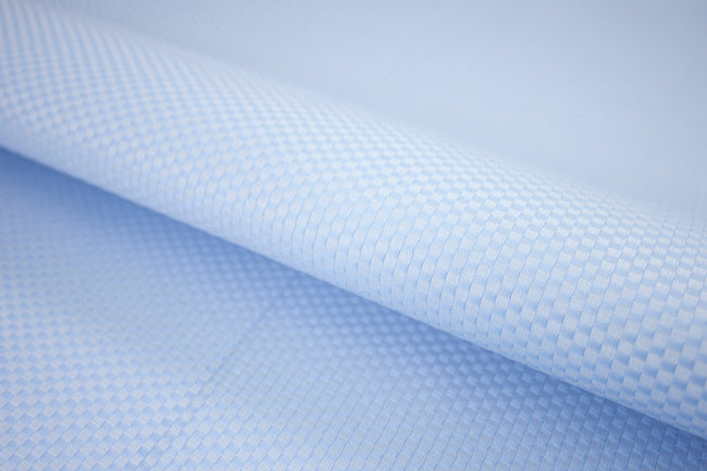 T-791/5827 Fine Cotton Light Blue Netted Check Shirting Fabric