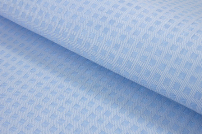 T-800/5982 Fine Cotton Light Blue Self Tone Check Shirting Fabric