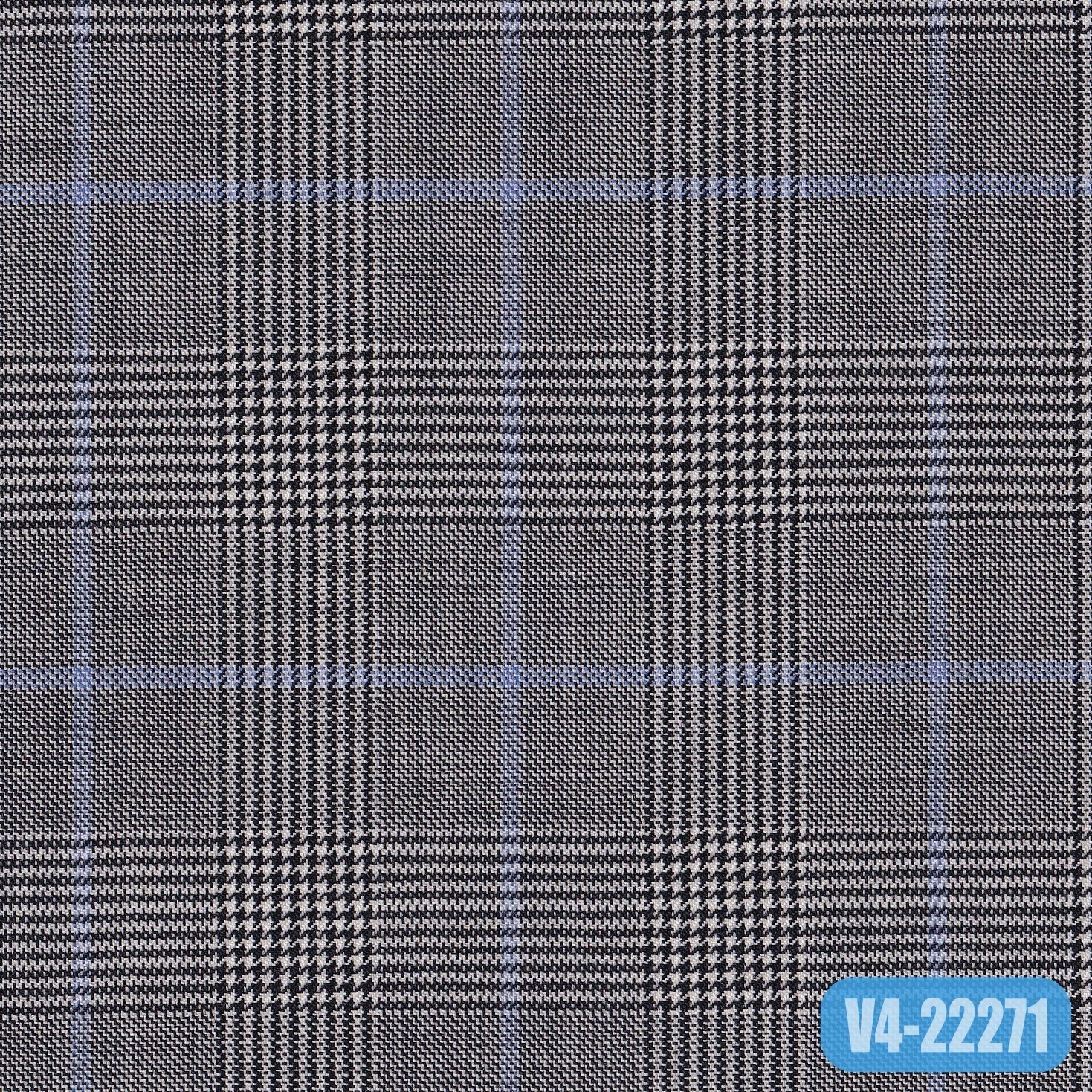TM-126/V4-22271 Grey With Blue Check Pants Fabric