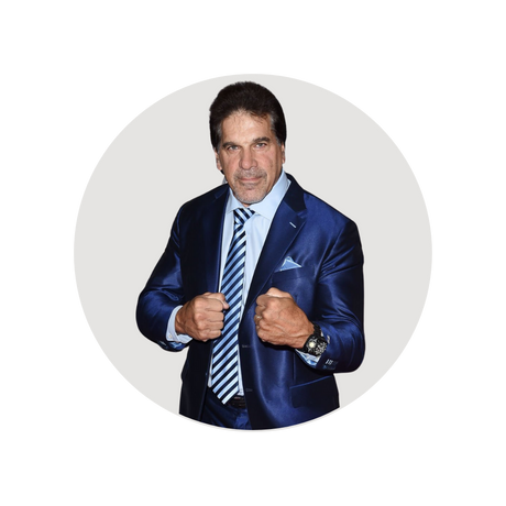 Lou Ferrigno wearing a blue suit from SamSurin bespoke tailor